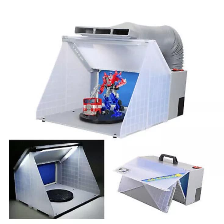 Double Tank Air compressor + Spraybooth + 0.2 or 0.5 Hobbymate Basic Airbrush.