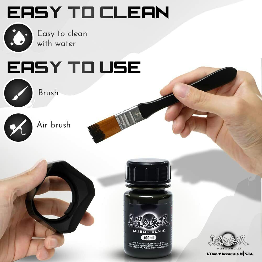 New version Kokushoku Musou Black Blackest Water-based Acrylic Paint 100ml Japan
