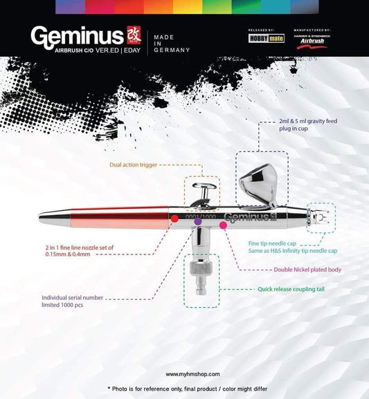 Geminus Airbrush C/O Ver Ed | Eday 2 in 1 (0.15/0.4) with free shipping worldwide.
